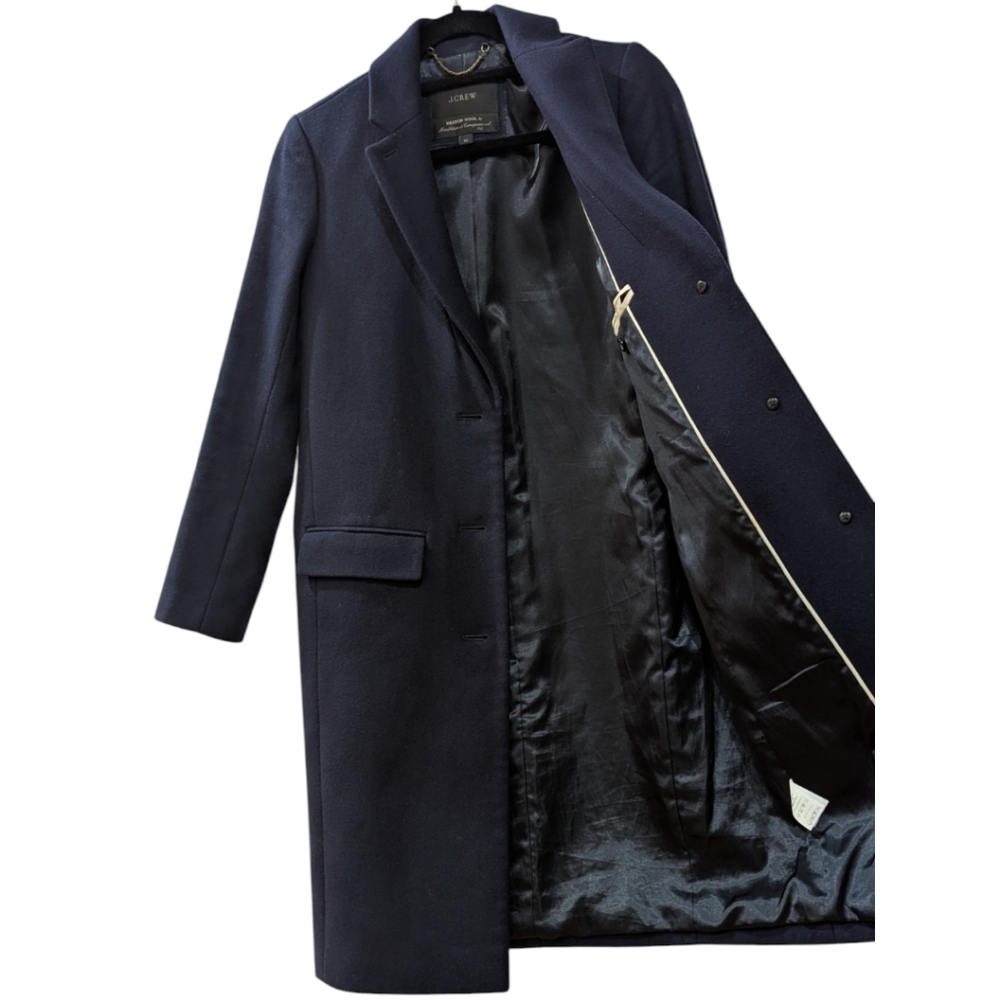 J. Crew Women's 00 Wool Melton Topcoat Coat in Navy Style B3906 - Picture 4 of 8